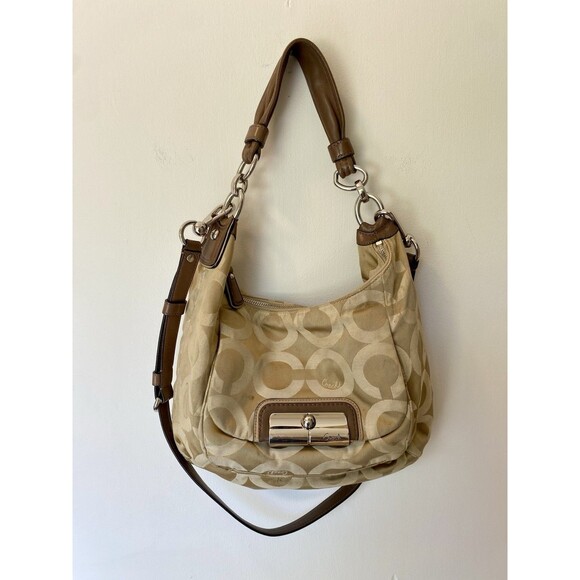 Vintage Y2K Coach Signature Jacquard Kristin Hobo Shoulder Bag Purse SEE PHOTOS - Picture 1 of 15